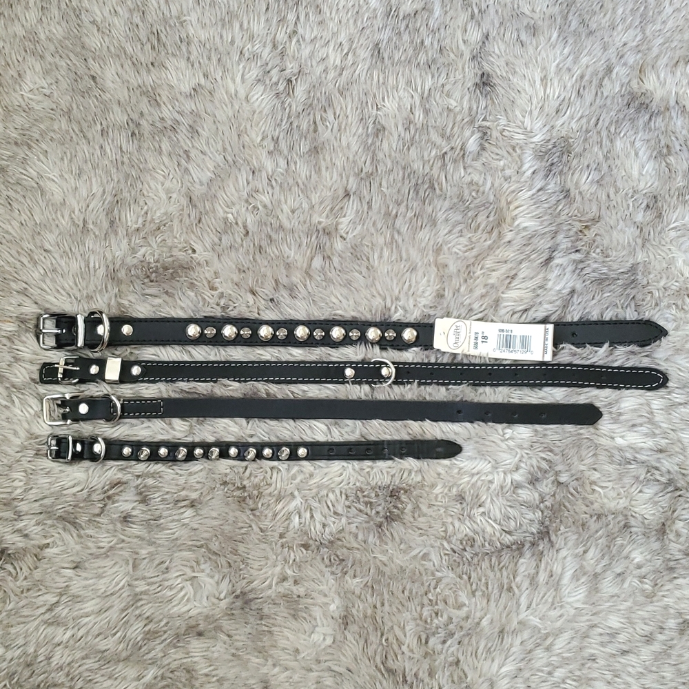 NWT set of 4 dog leather collars. Size XS-M